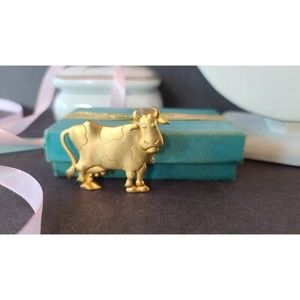 JJ Jonette Gold Cow Brooch